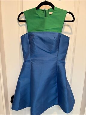 Opening Ceremony Green and Blue Colour Block skater Dress